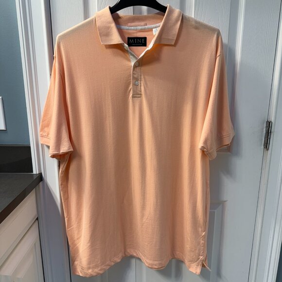 MINE Peach 3 Button Short Sleeve Polo Shirt London Milan New York Size XL - Picture 1 of 7
